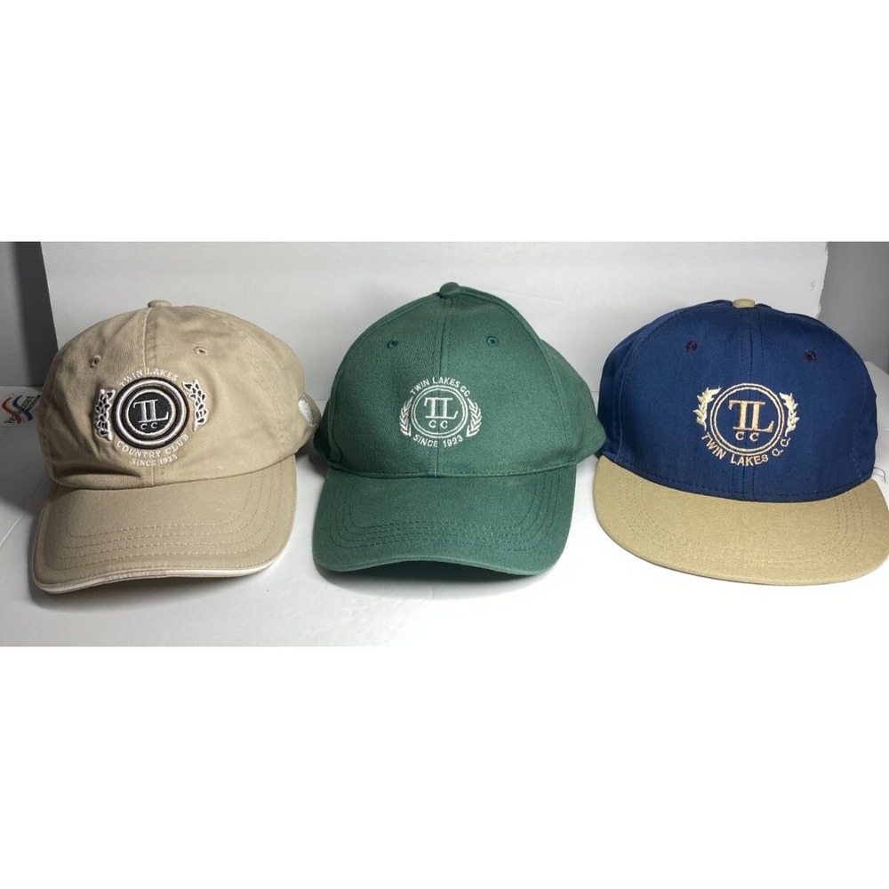 Twin Lake Country Club Cap Hat Adult Adjustable Wisconsin STAINS Lot of 3